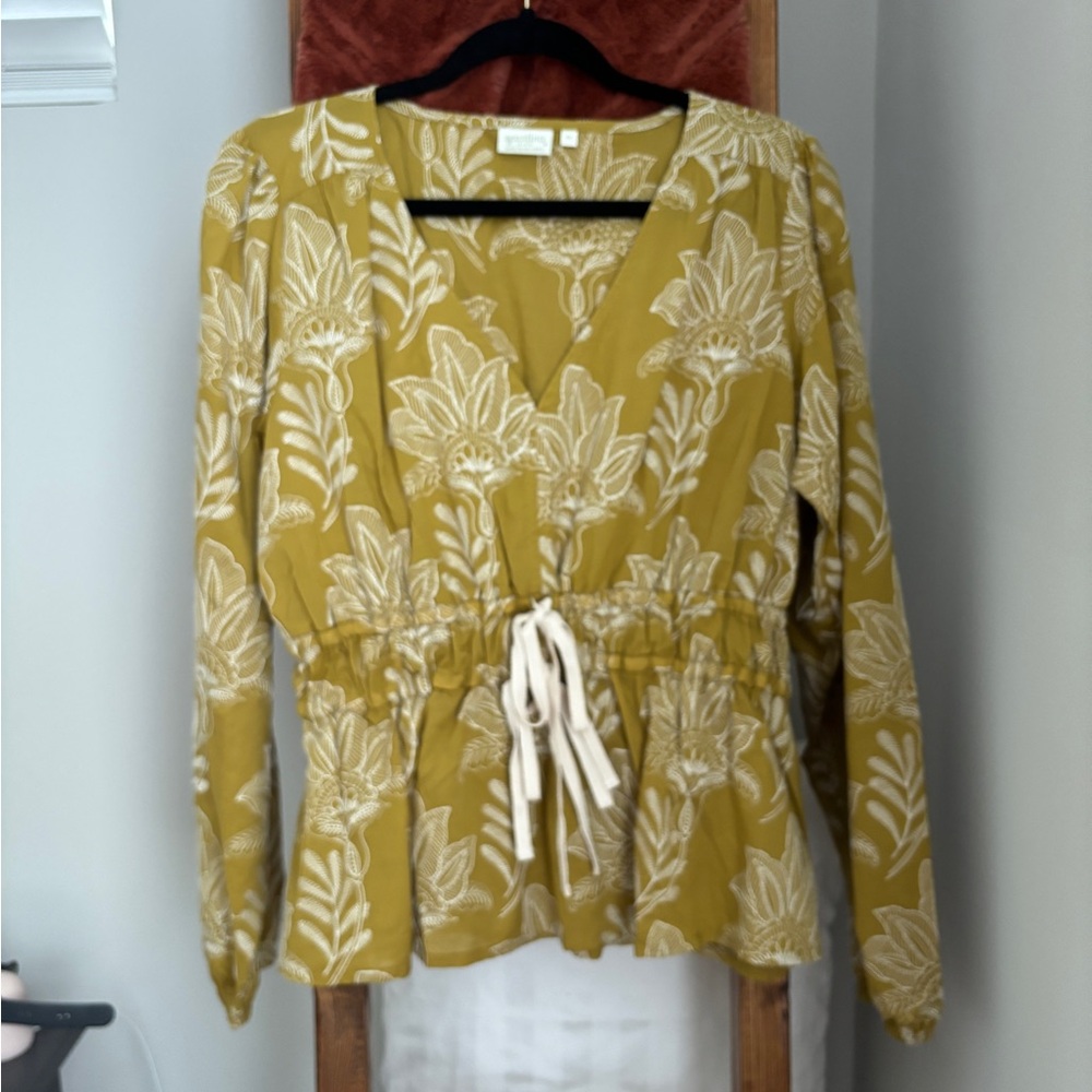 Spartina 449 Women’s Floral Mustard Blouse